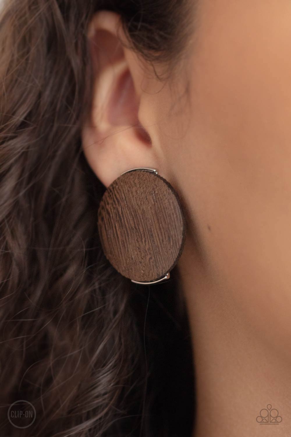 WOODWORK It - Brown Earrings (clip-on)
