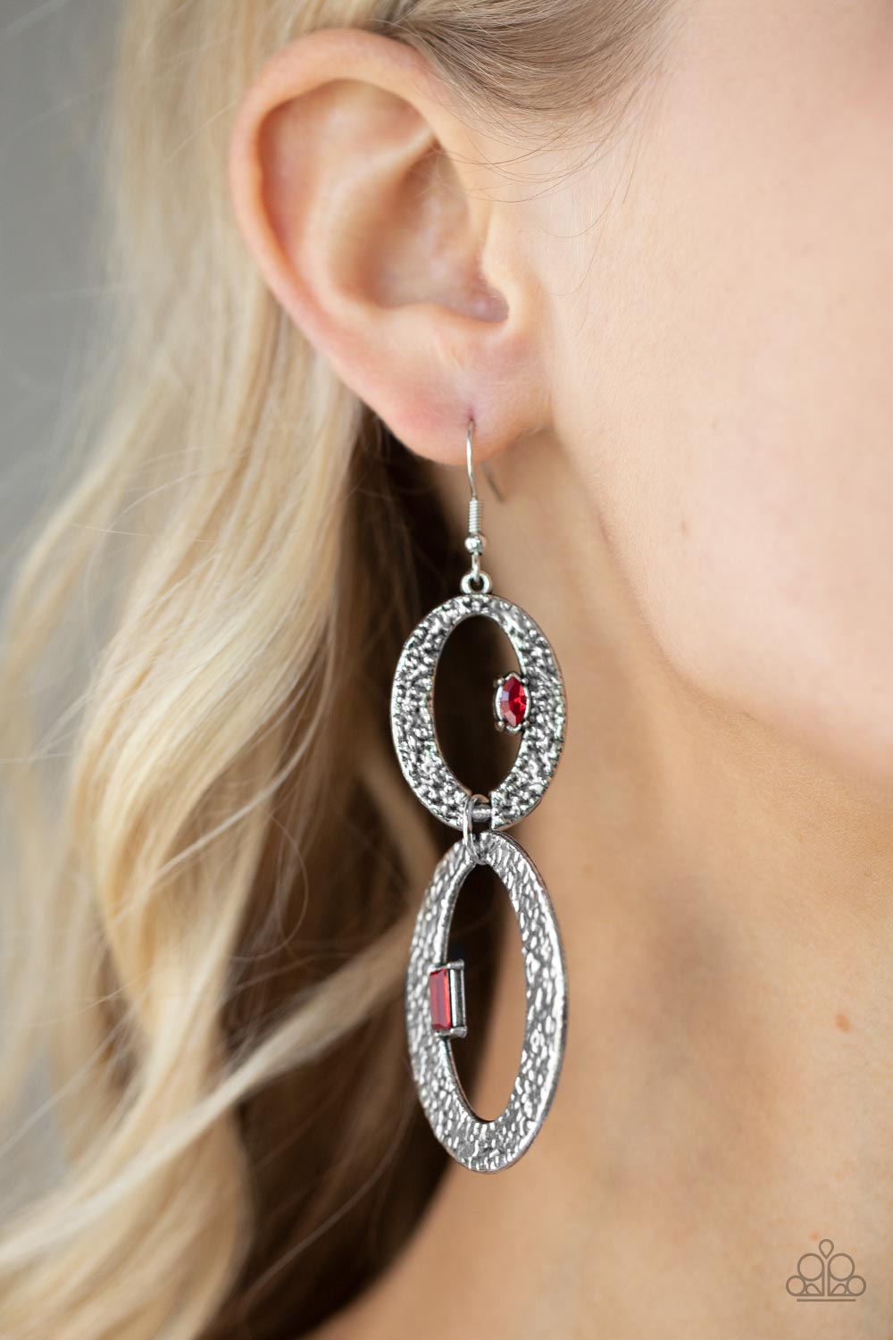 OVAL and OVAL Again - Red Earrings