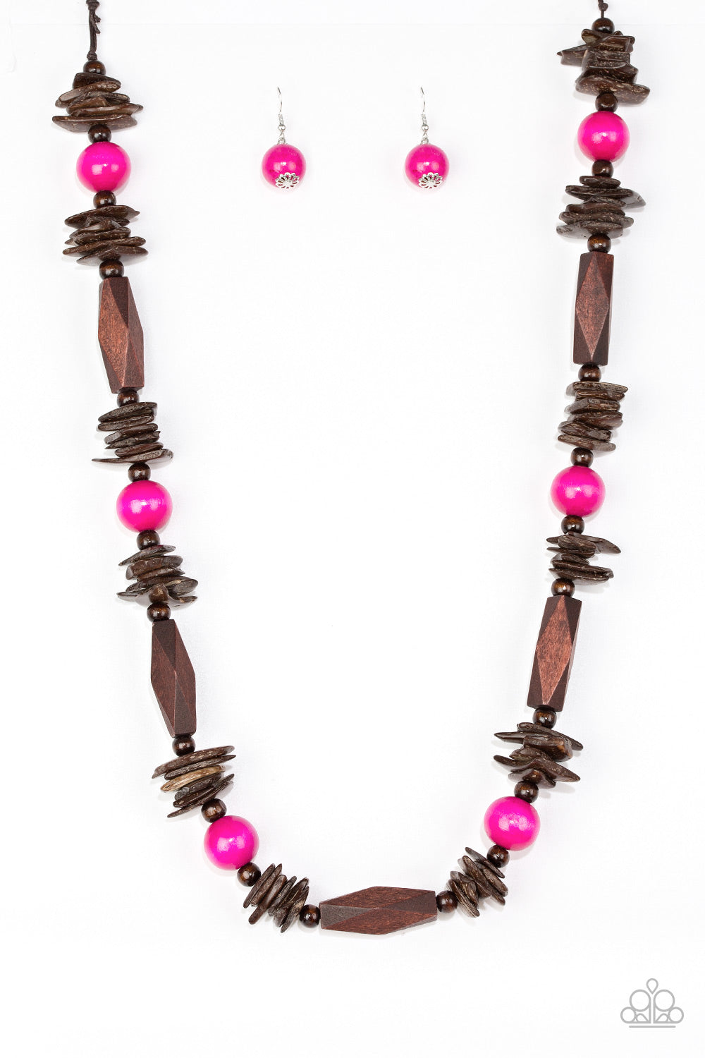Cozumel Coast - Pink Wooden Necklace Set