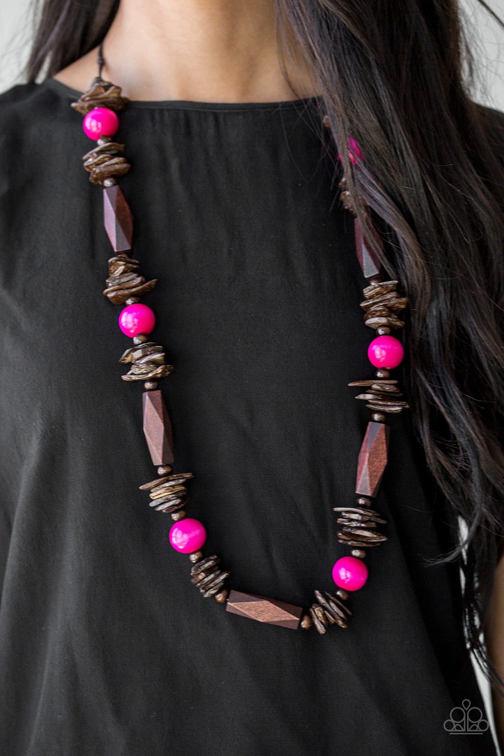 Cozumel Coast - Pink Wooden Necklace Set