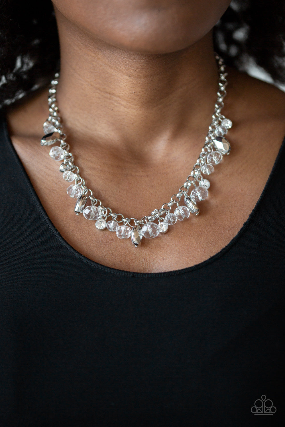 Downstage Dazzle - White Necklace Set