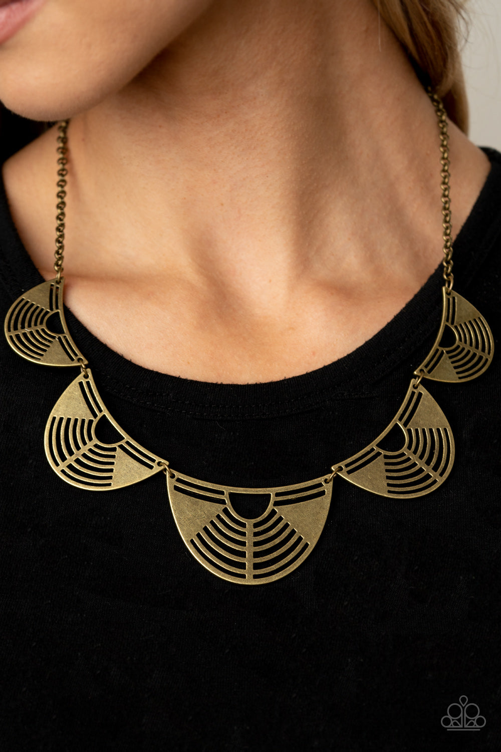 Record-Breaking Radiance - Brass Necklace Set