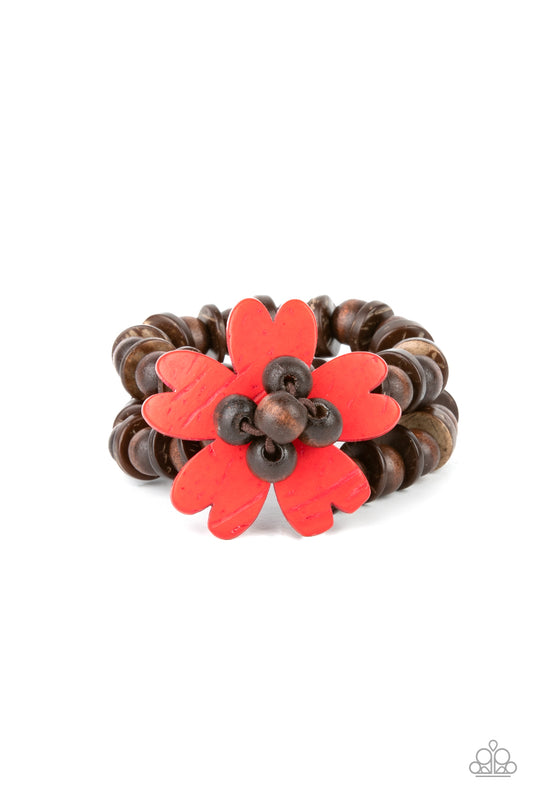Tropical Flavor - Red Wooden Bracelet