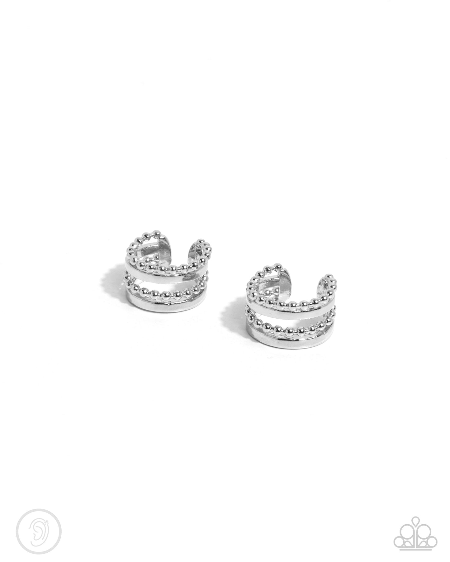 Stacked Spectacle - Silver Cuff Earrings
