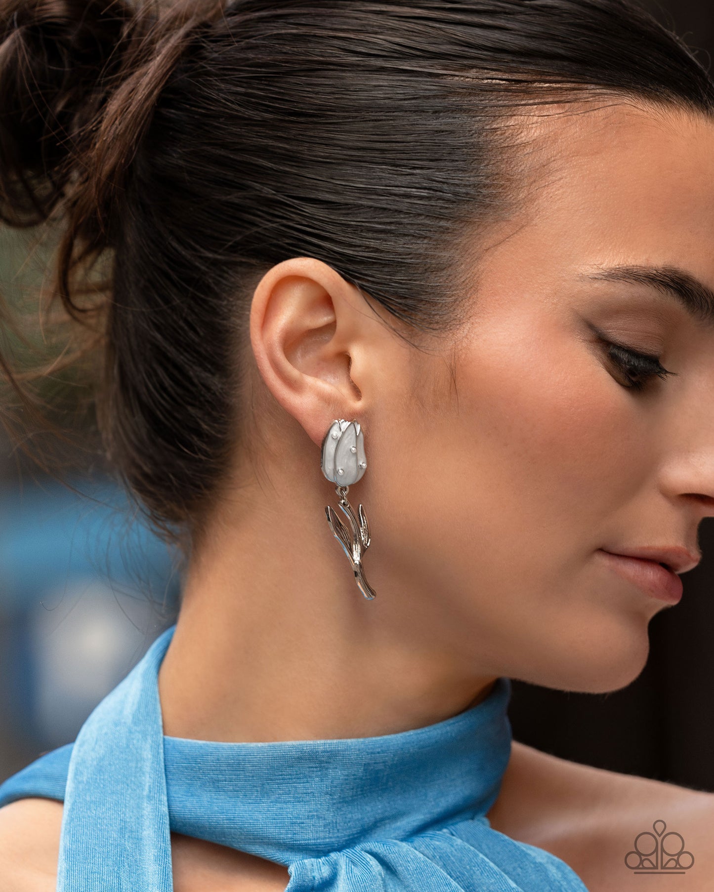 Timeless Tulip - White Earrings