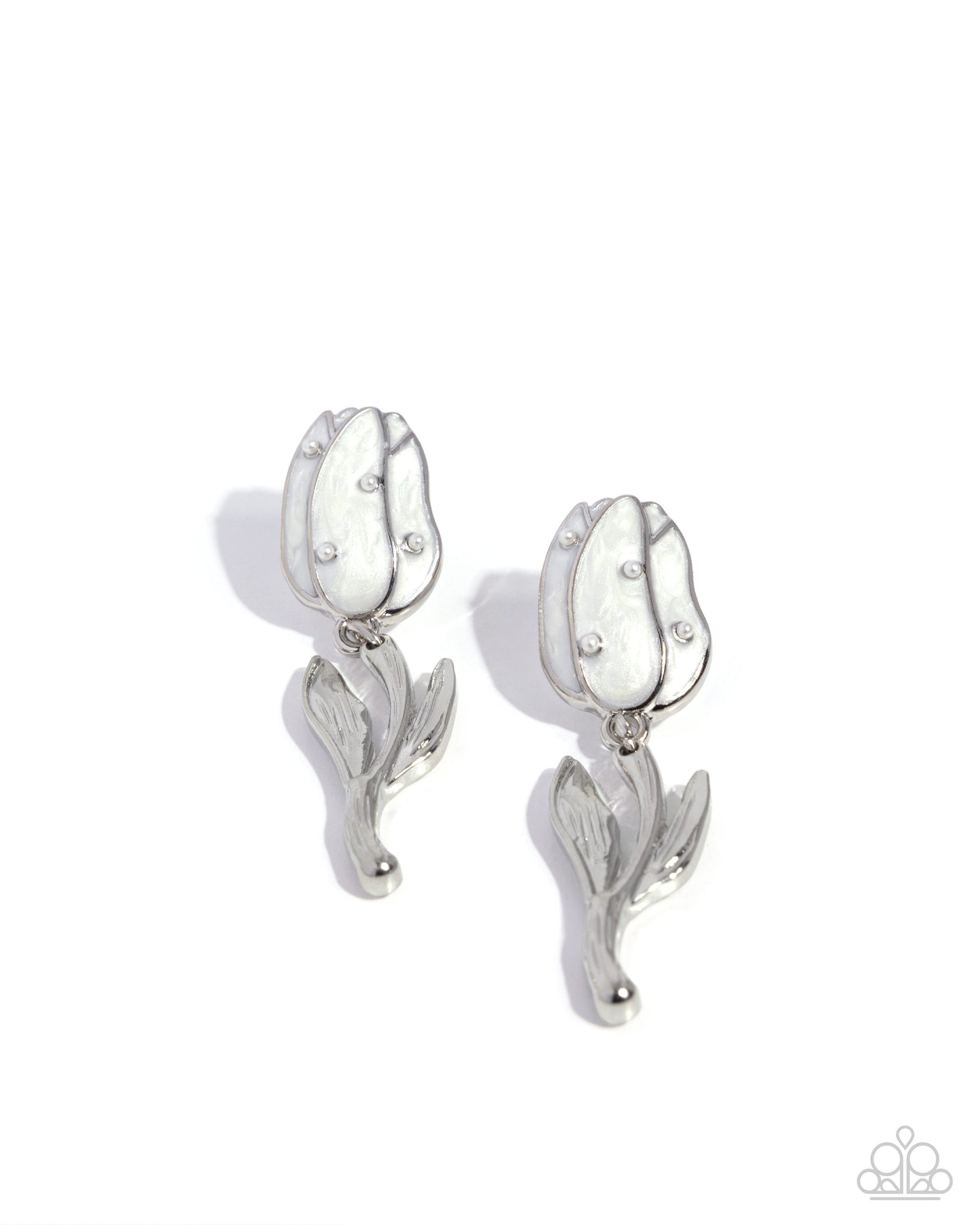 Timeless Tulip - White Earrings