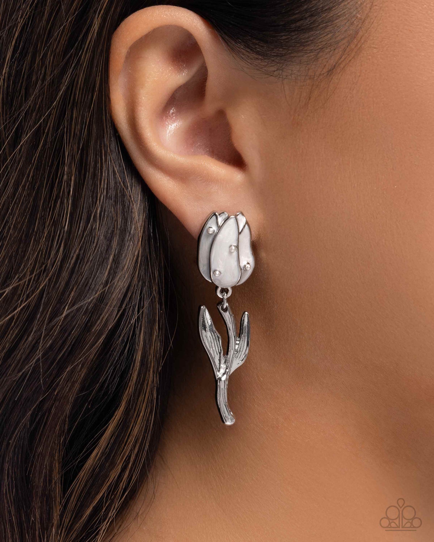 Timeless Tulip - White Earrings