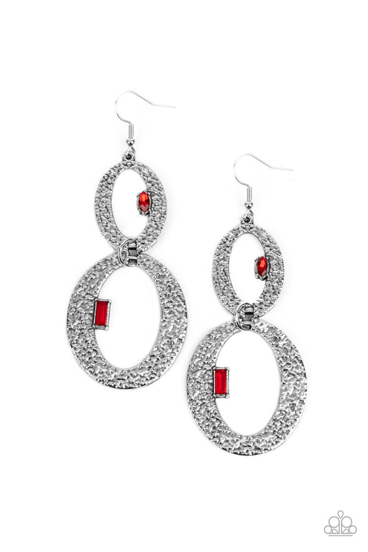 OVAL and OVAL Again - Red Earrings