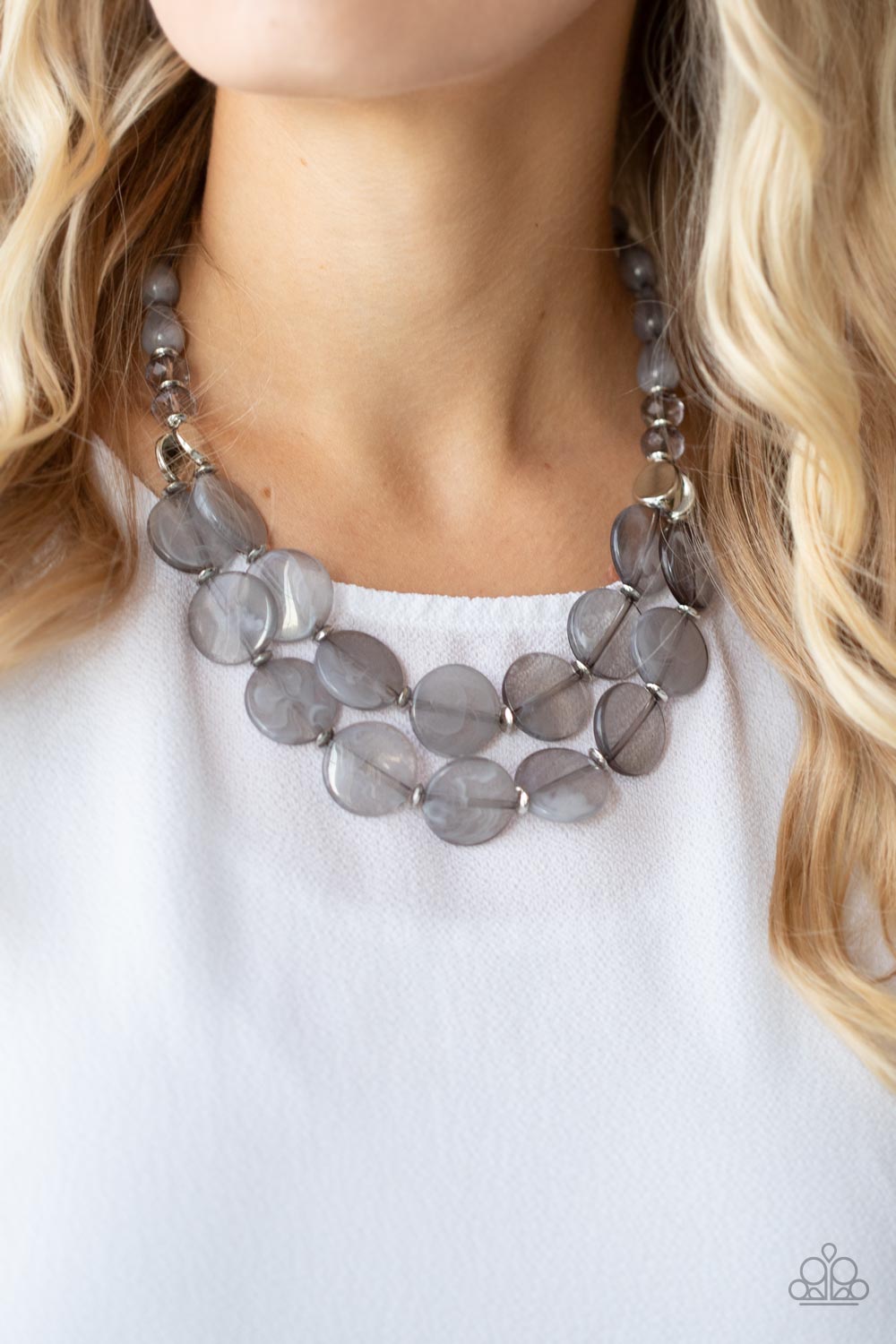 Beach Day Demure - Silver Necklace Set